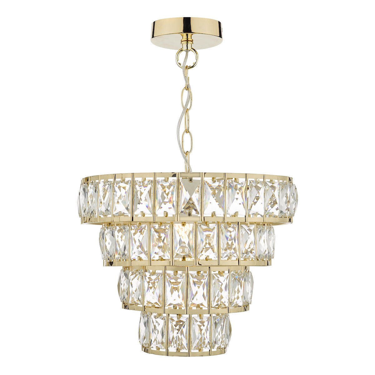 Dar Cerys 1 Light 4 Tier Pendant Crystal & Gold