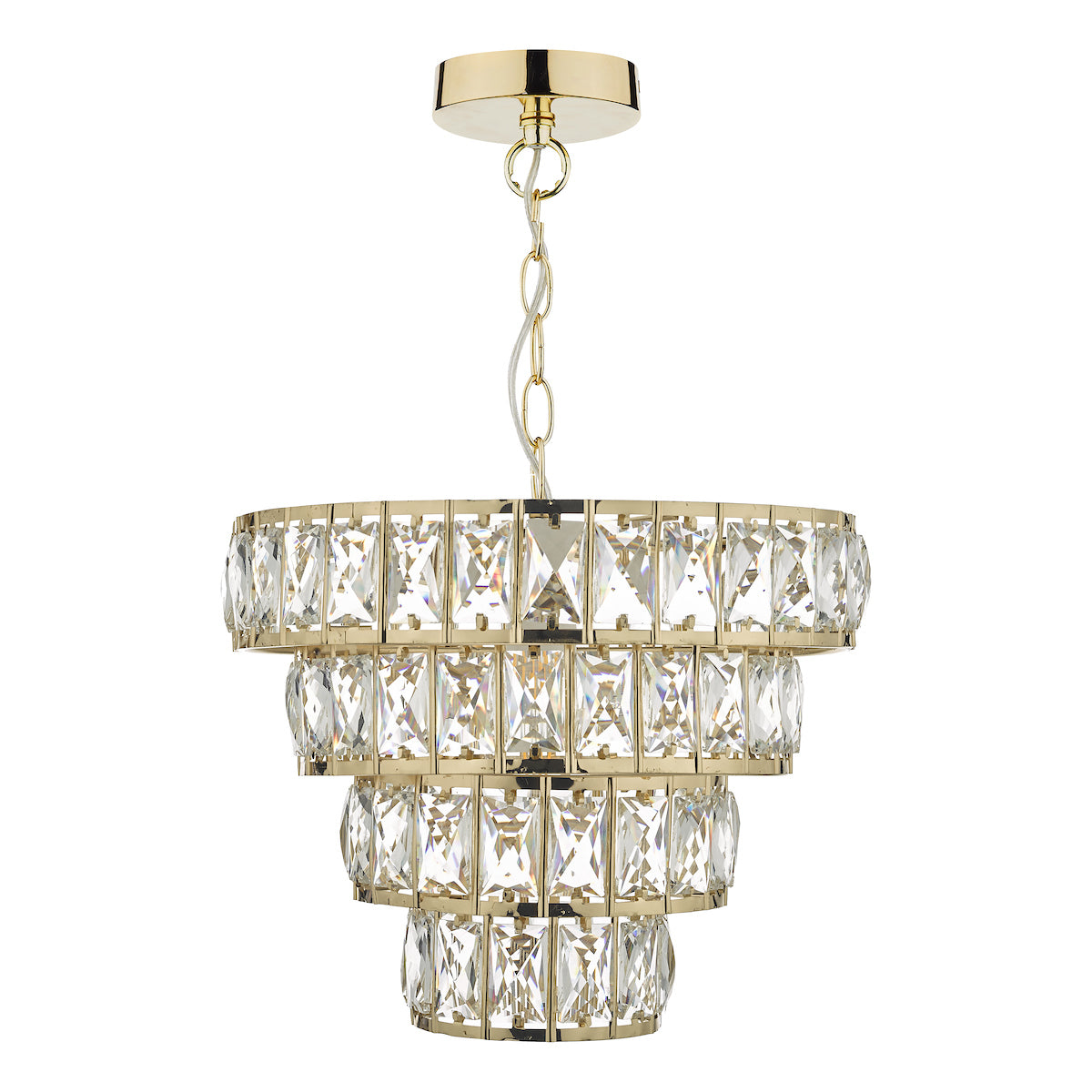 Dar Cerys 1 Light 4 Tier Pendant Crystal & Gold