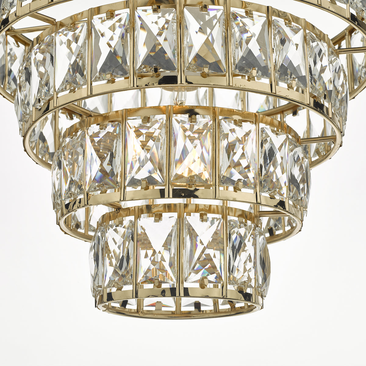 Dar Cerys 1 Light 4 Tier Pendant Crystal & Gold