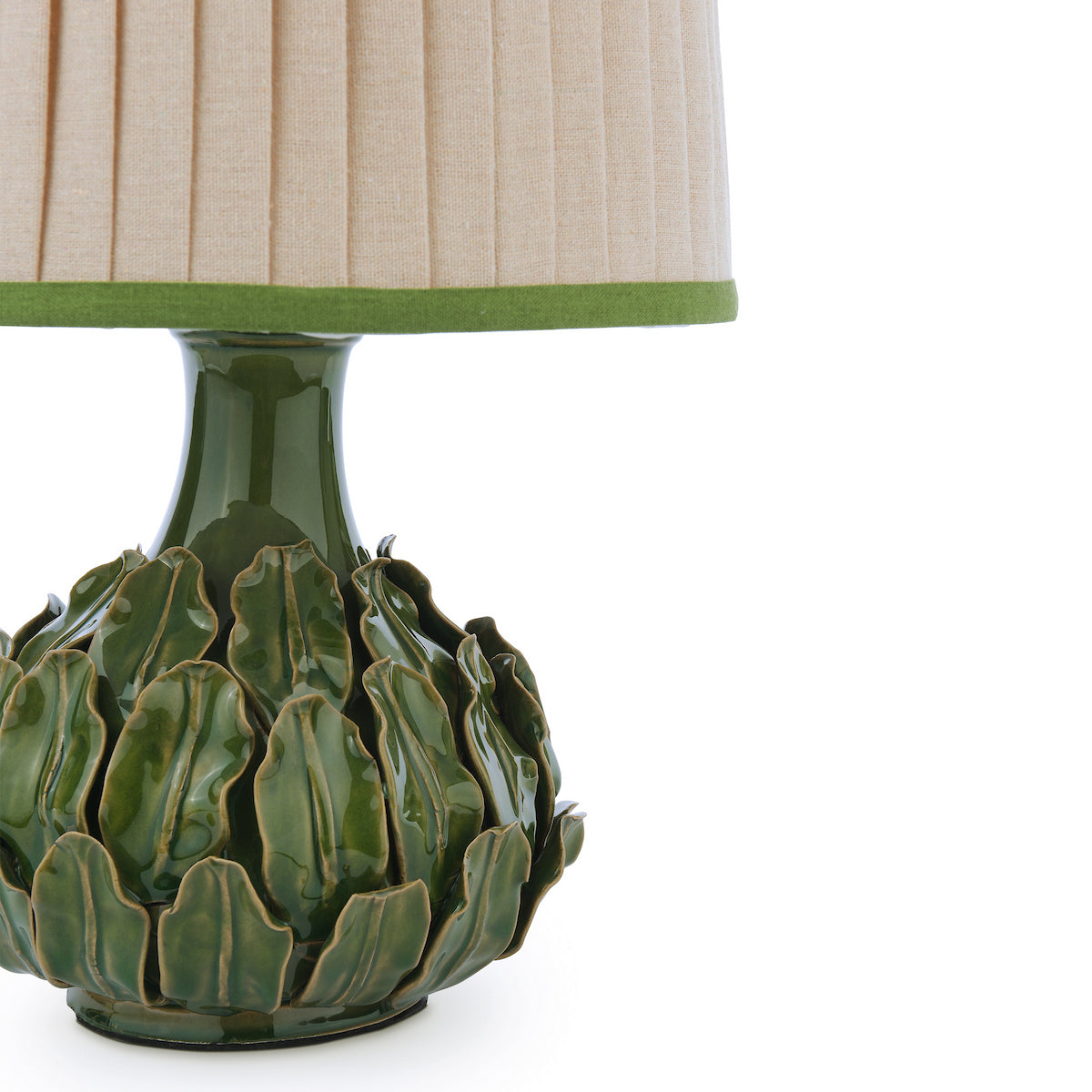 Joules Chatsworth Table Lamp Green Ceramic With Linen Shade