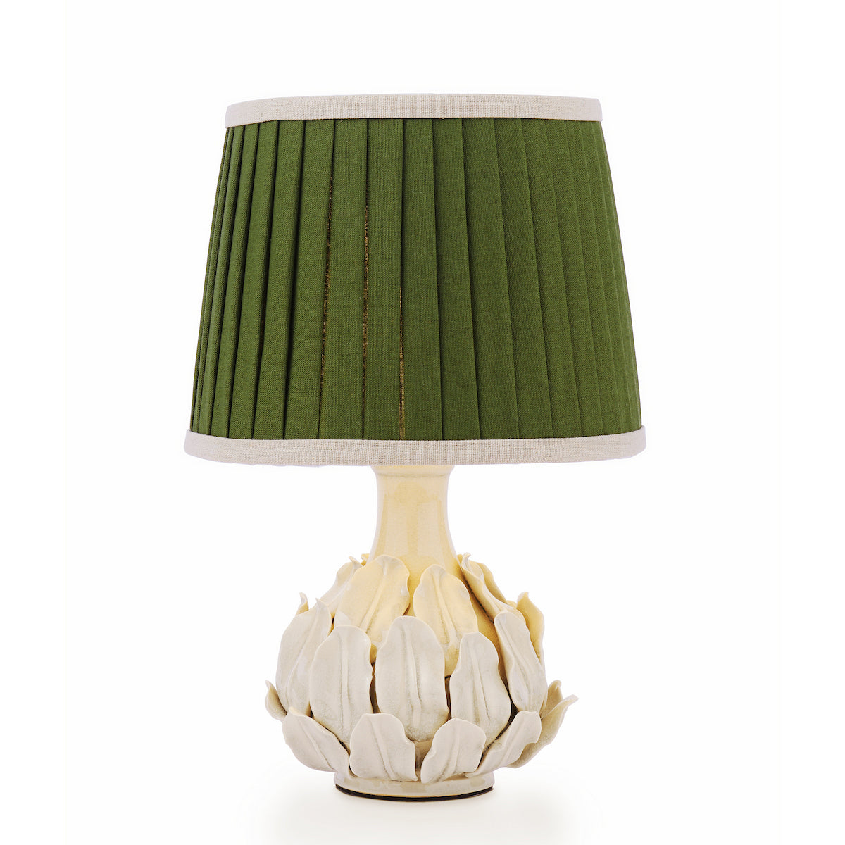 Joules Chatsworth Table Lamp Cream Ceramic With Green Shade