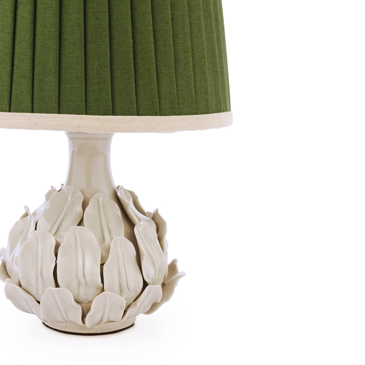 Joules Chatsworth Table Lamp Cream Ceramic With Green Shade