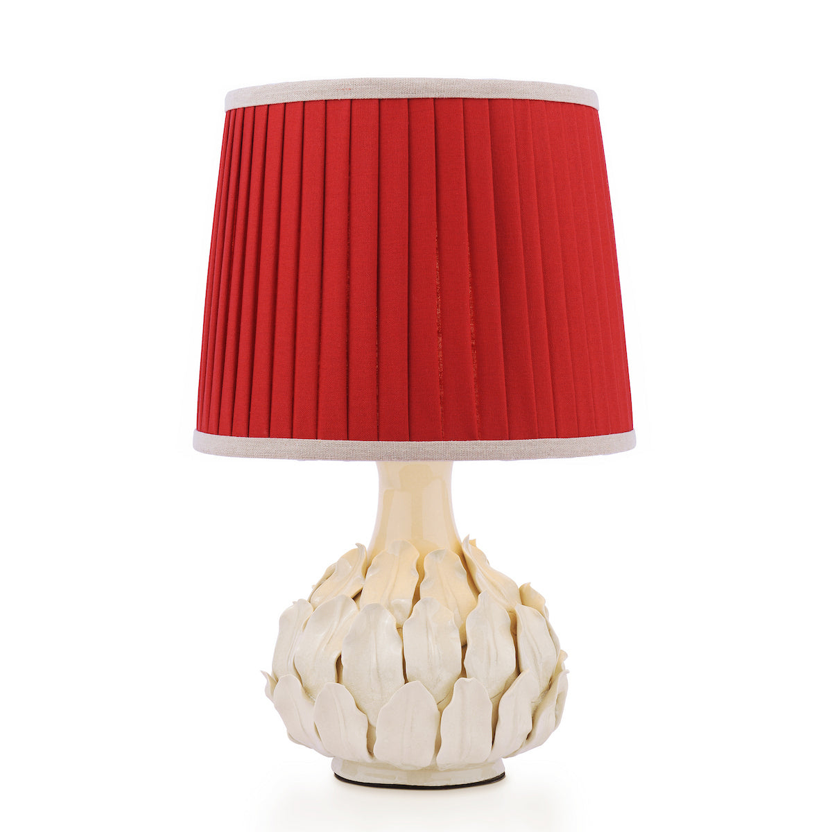 Joules Chatsworth Table Lamp Cream Ceramic With Red Shade