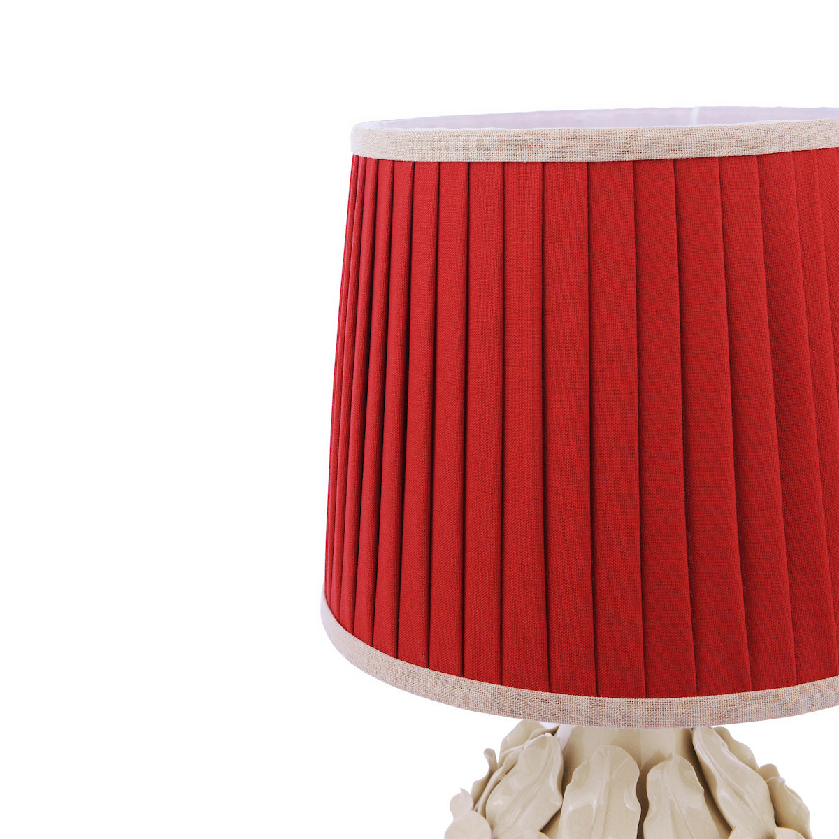 Joules Chatsworth Table Lamp Cream Ceramic With Red Shade