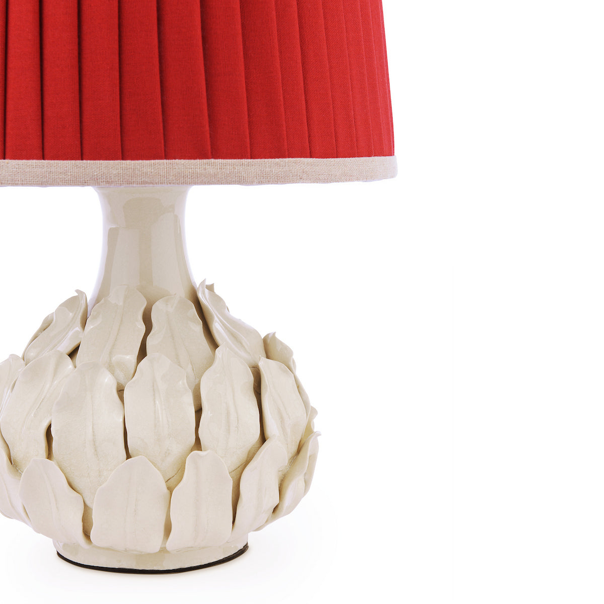 Joules Chatsworth Table Lamp Cream Ceramic With Red Shade