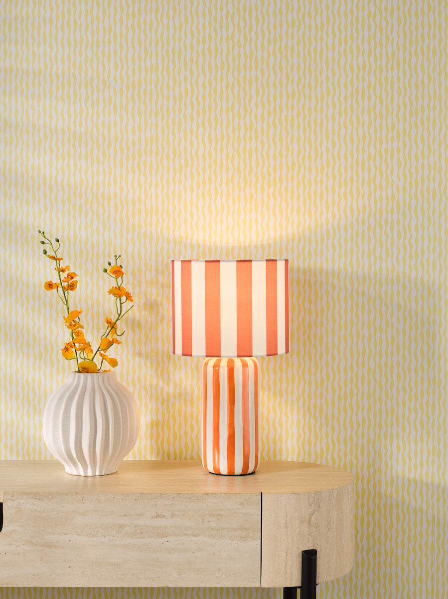 Dar Cicada Table Lamp Orange and Polished Chrome With Shade