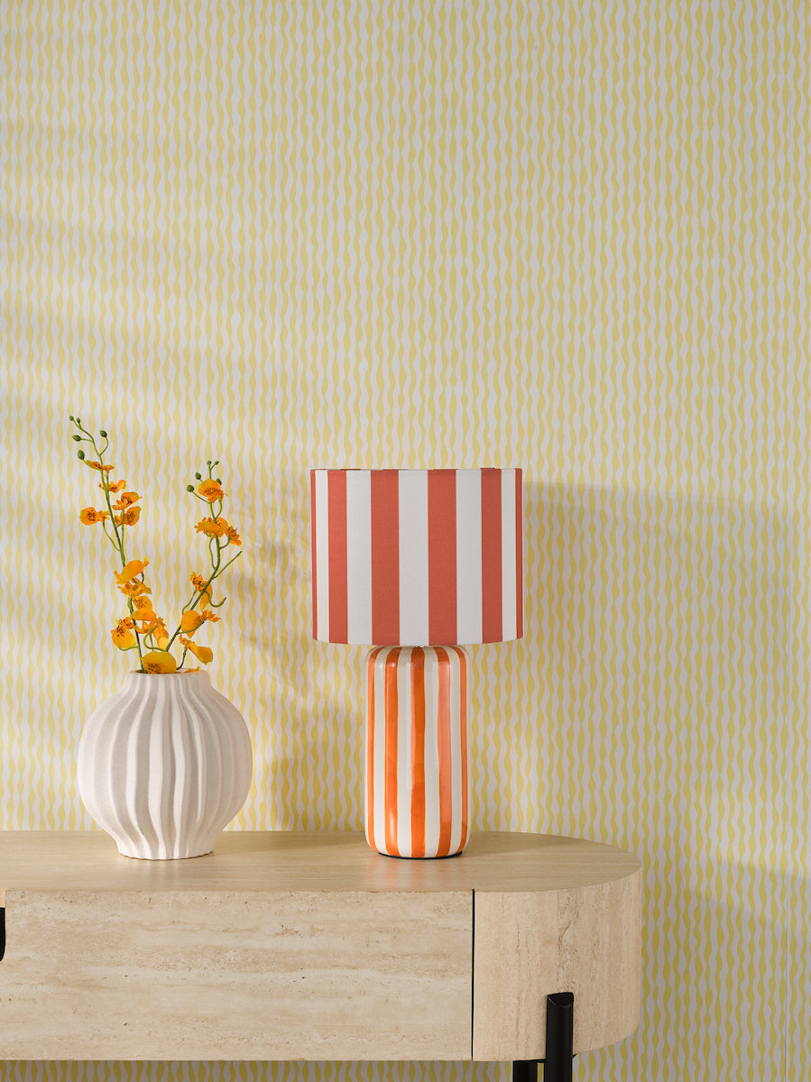 Dar Cicada Table Lamp Orange and Polished Chrome With Shade