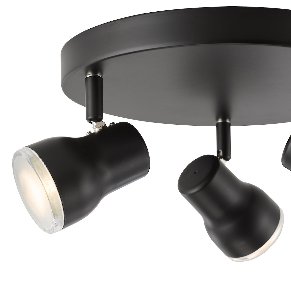 Dar Clint 3 Light Bathroom Plate Spotlight Matt Black IP44