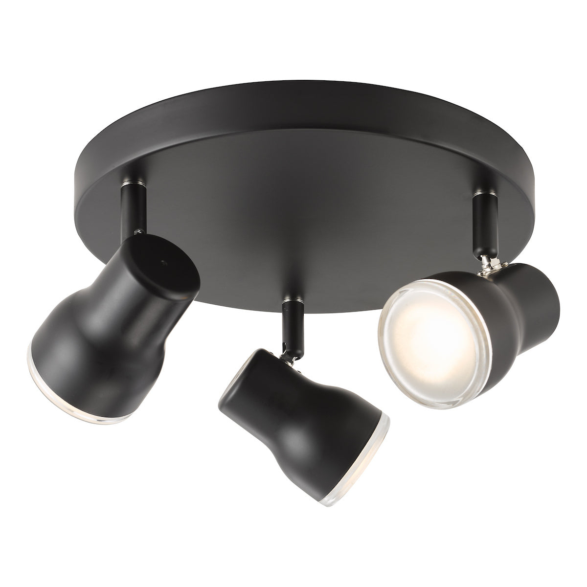 Dar Clint 3 Light Bathroom Plate Spotlight Matt Black IP44