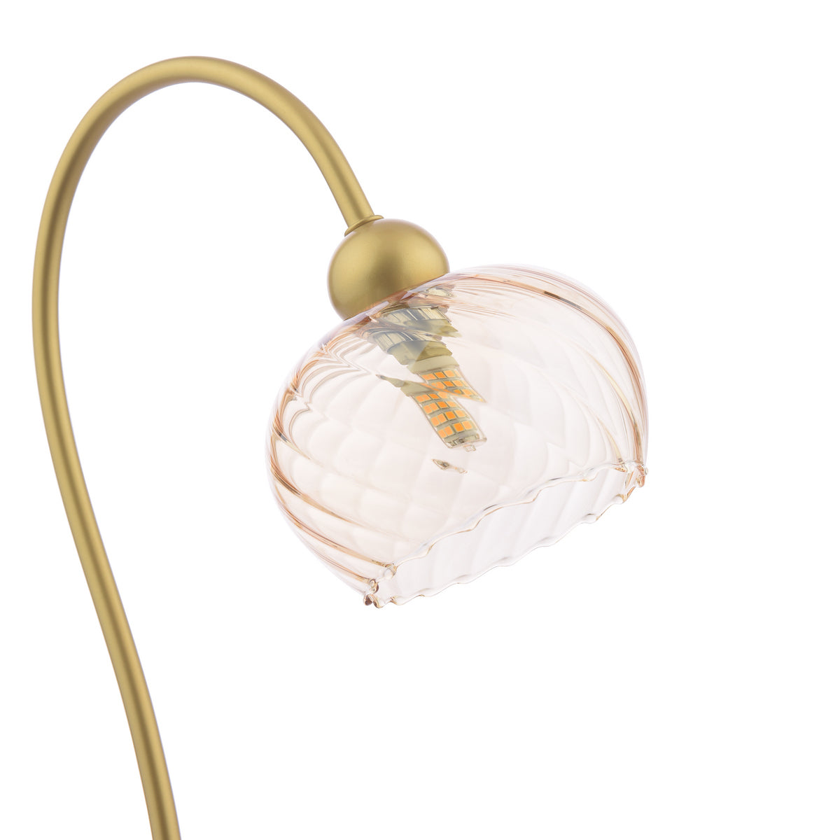 Dar Cognac Table Lamp Satin Gold and Champagne Ribbed Glass