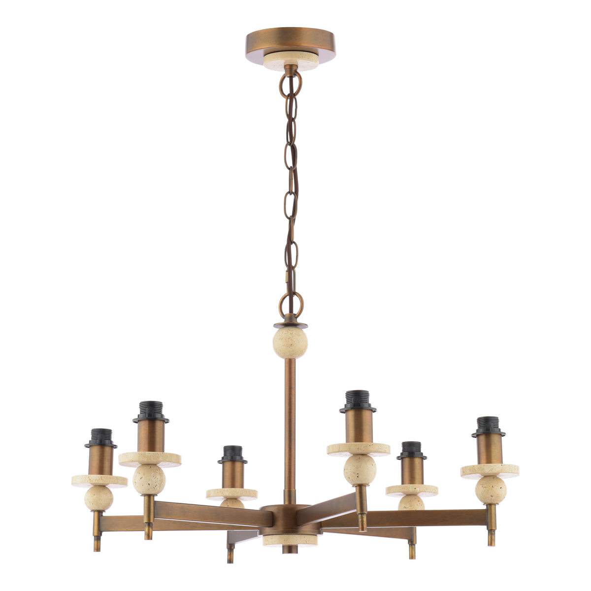 Dar Colenza 6 Light Pendant Antique Bronze and Travertine Fitting Only