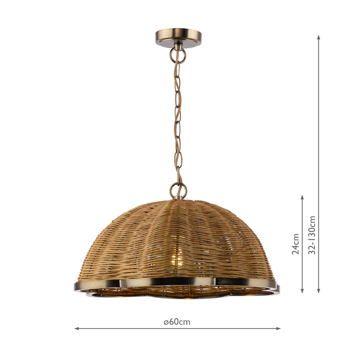 Dar Cusco Pendant Satin Bronze and Dark Rattan Shade