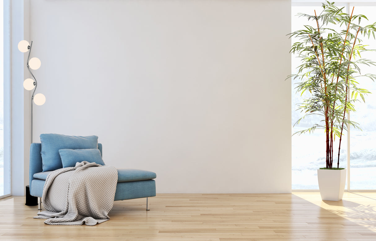 Franklite Cosmic Floor Lamp satin nickel with opal glass