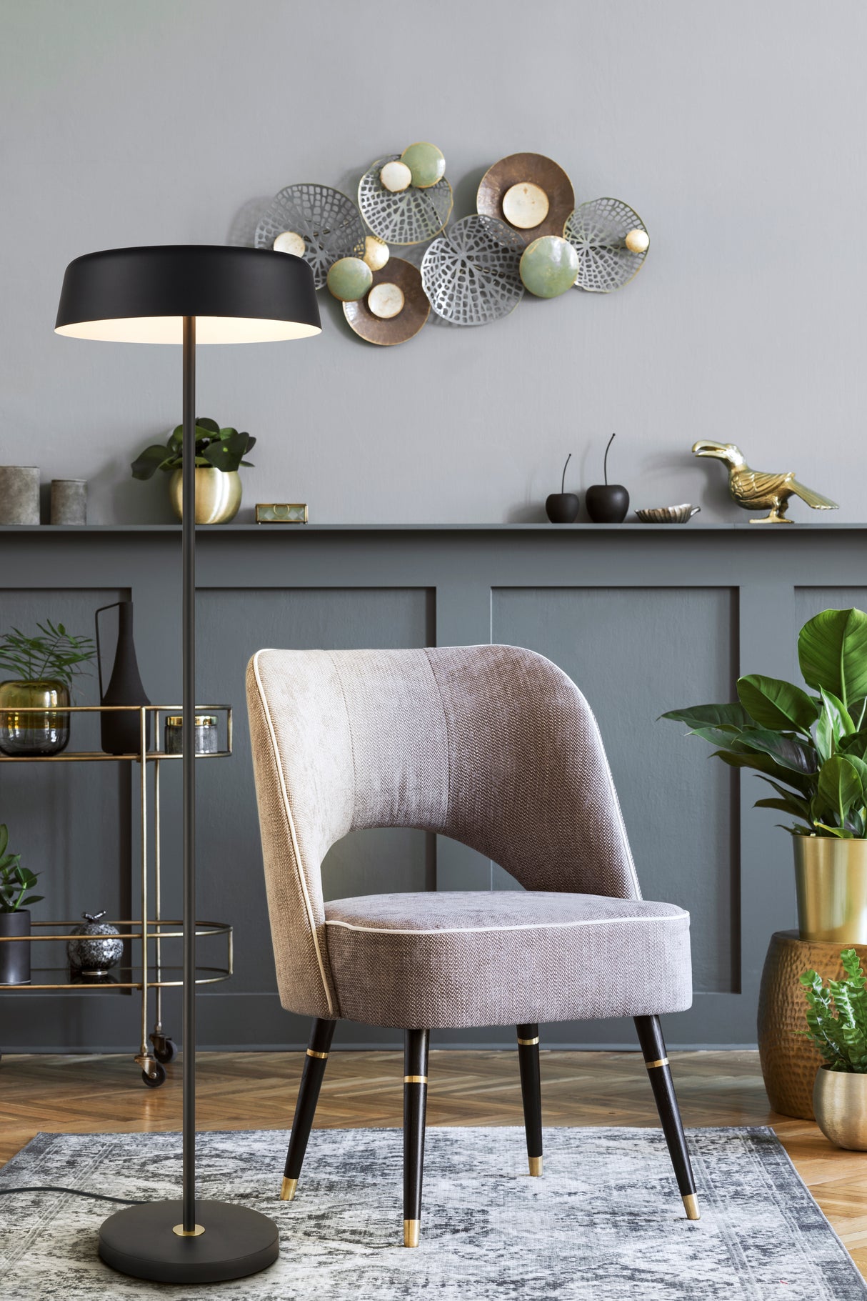 Franklite Otto Matt Black Floor Lamp