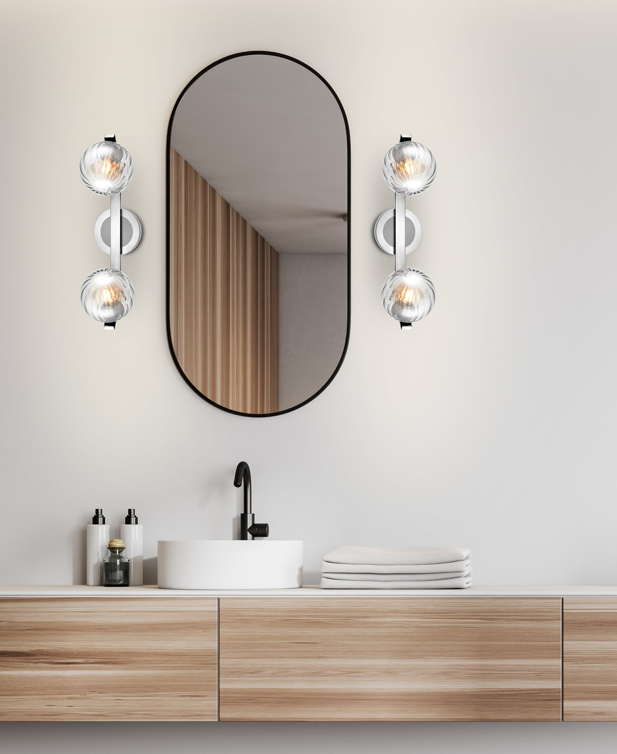 Franklite Oculus Bathroom Double Wall light satin nickel