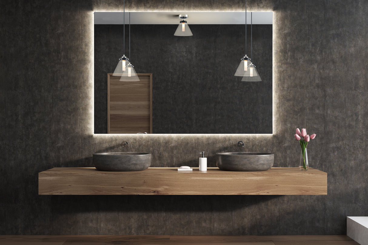 Franklite Conica Flush Bathroom Light matt black and aged brass