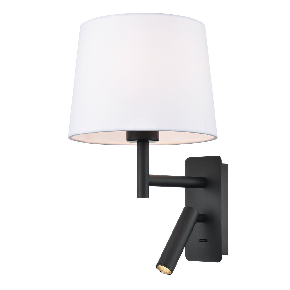 Franklite Christie Bedside Wall Light with Reader Matt Black