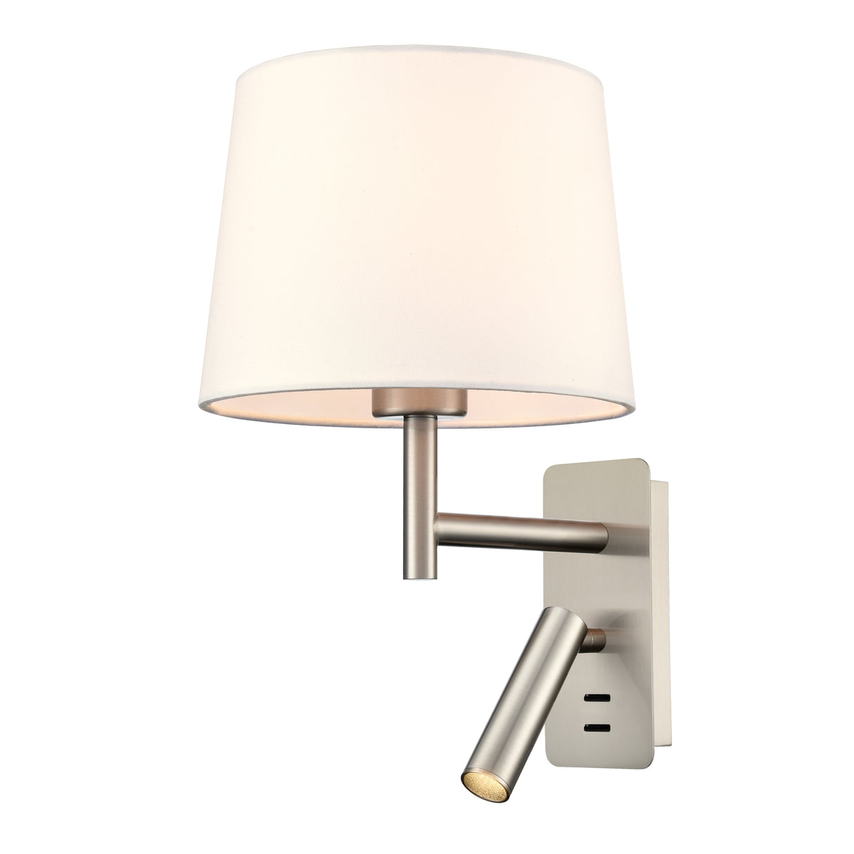 Franklite Christie Bedside Wall Light with Reader Satin Nickel