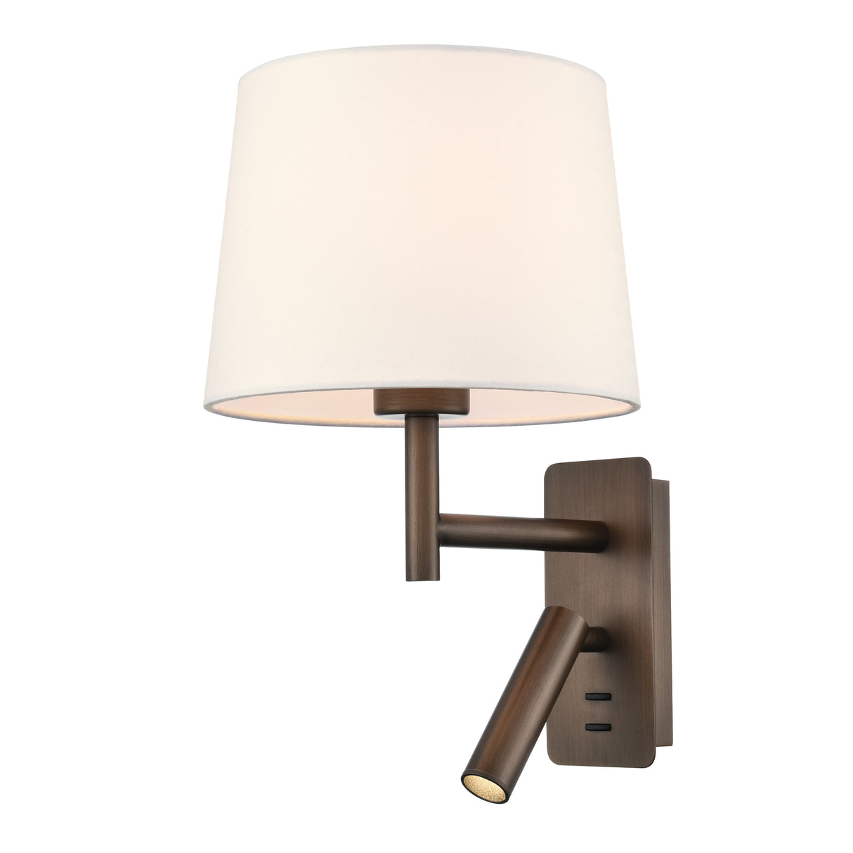 Franklite Christie Bedside Wall Light with Reader Brushed Bronze