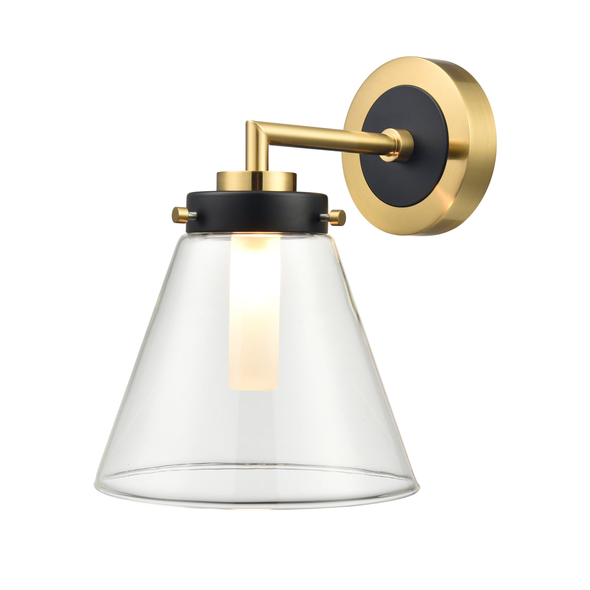 Franklite Conica Bathroom Wall Light Matt Black and Aged Brass