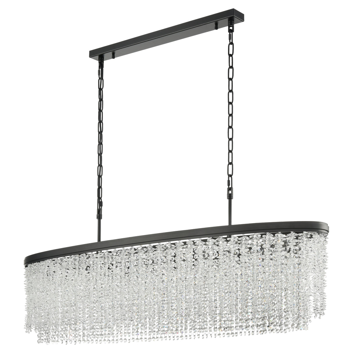 Franklite Coral 12lt Oval Pendant Chandelier in Matt Black