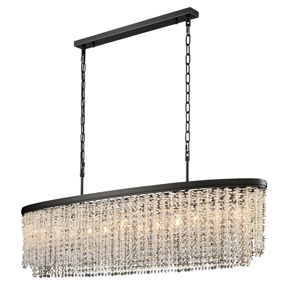 Franklite Coral 12lt Oval Pendant Chandelier in Matt Black