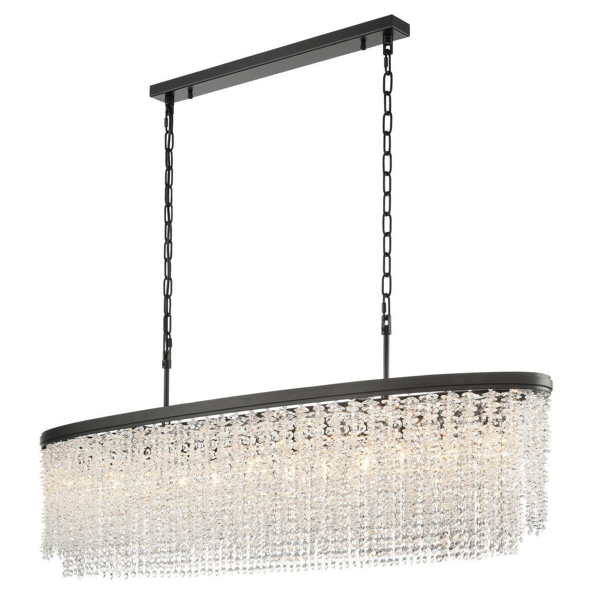 Franklite Coral 12lt Oval Pendant Chandelier in Matt Black