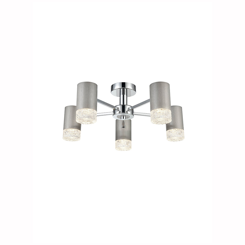 Franklite Cordelia 5 Light Flush Fitting Satin Nickel
