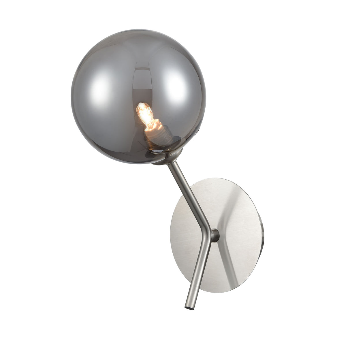 Franklite Cosmic Wall Light in satin nickel with smoked glass