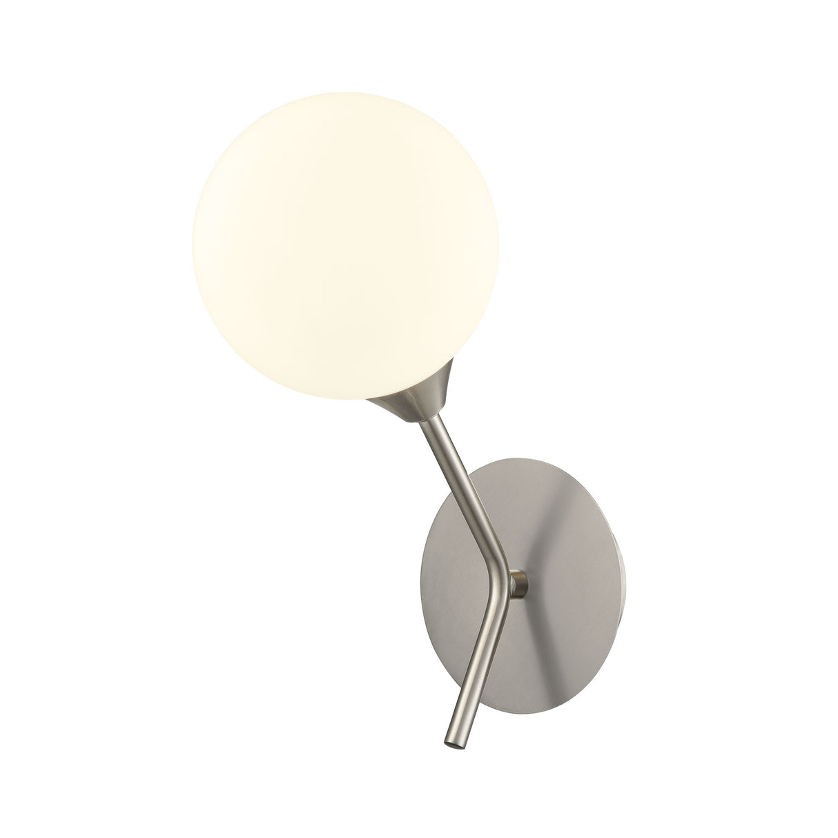 Franklite Cosmic Wall Light in satin nickel with matt opal glass