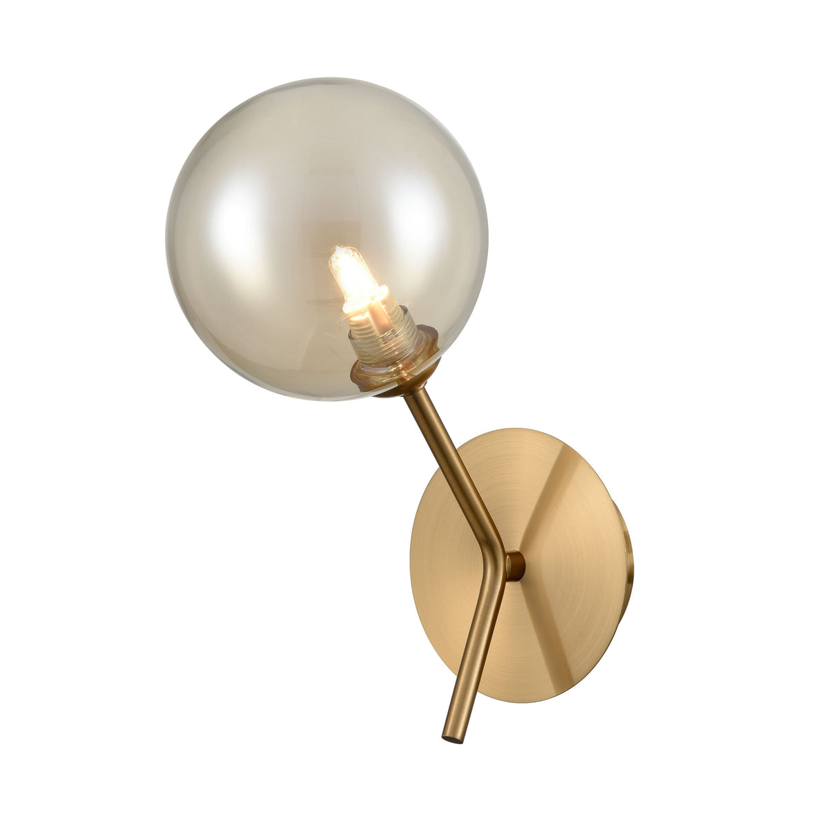 Franklite Cosmic Wall Light in antique gold with amber glass