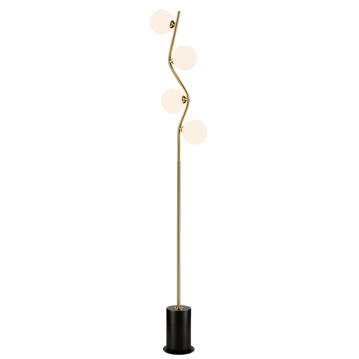Franklite Cosmic Floor Lamp antique gold with opal glass