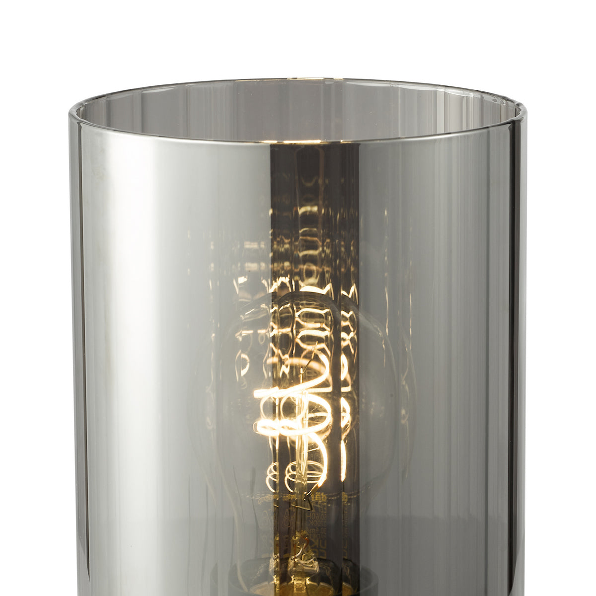 Dar Daylin Table Lamp Satin Black and Smoked Ribbed Glass