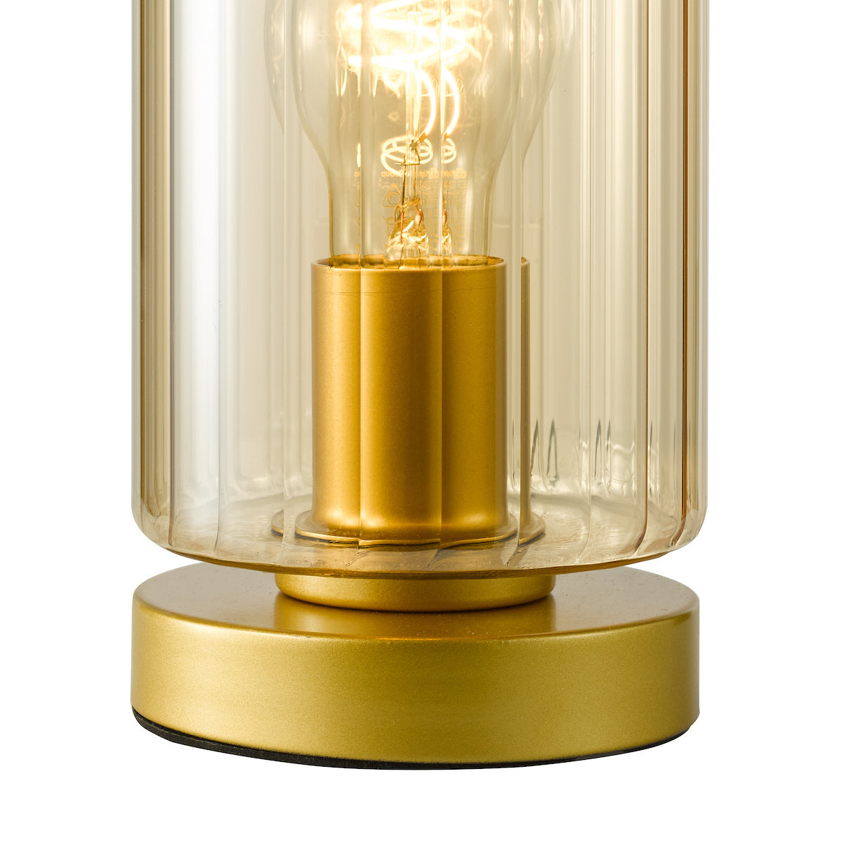 Dar Daylin Table Lamp Satin Gold and Amber Ribbed Glass