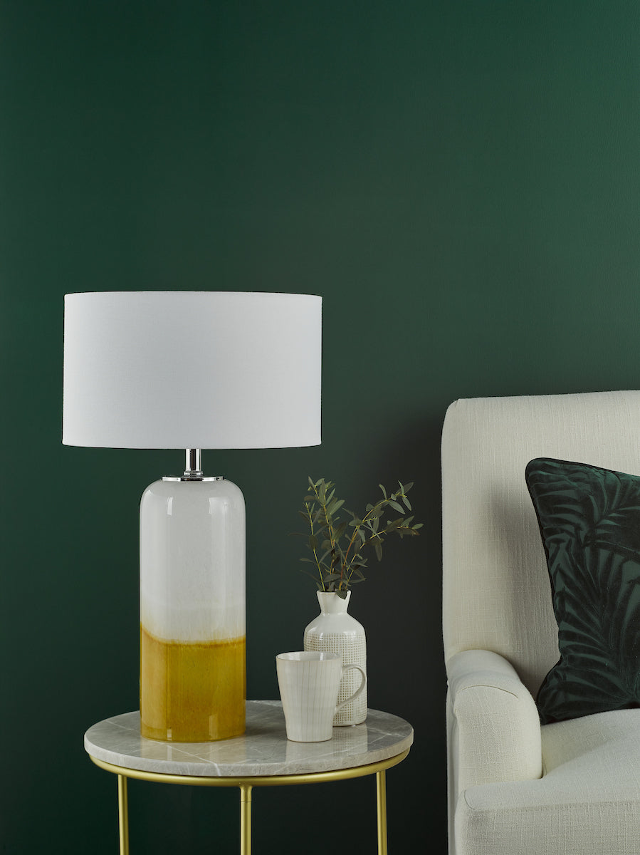 Dar Deandra Table Lamp Yellow and White Art Glass Base Only