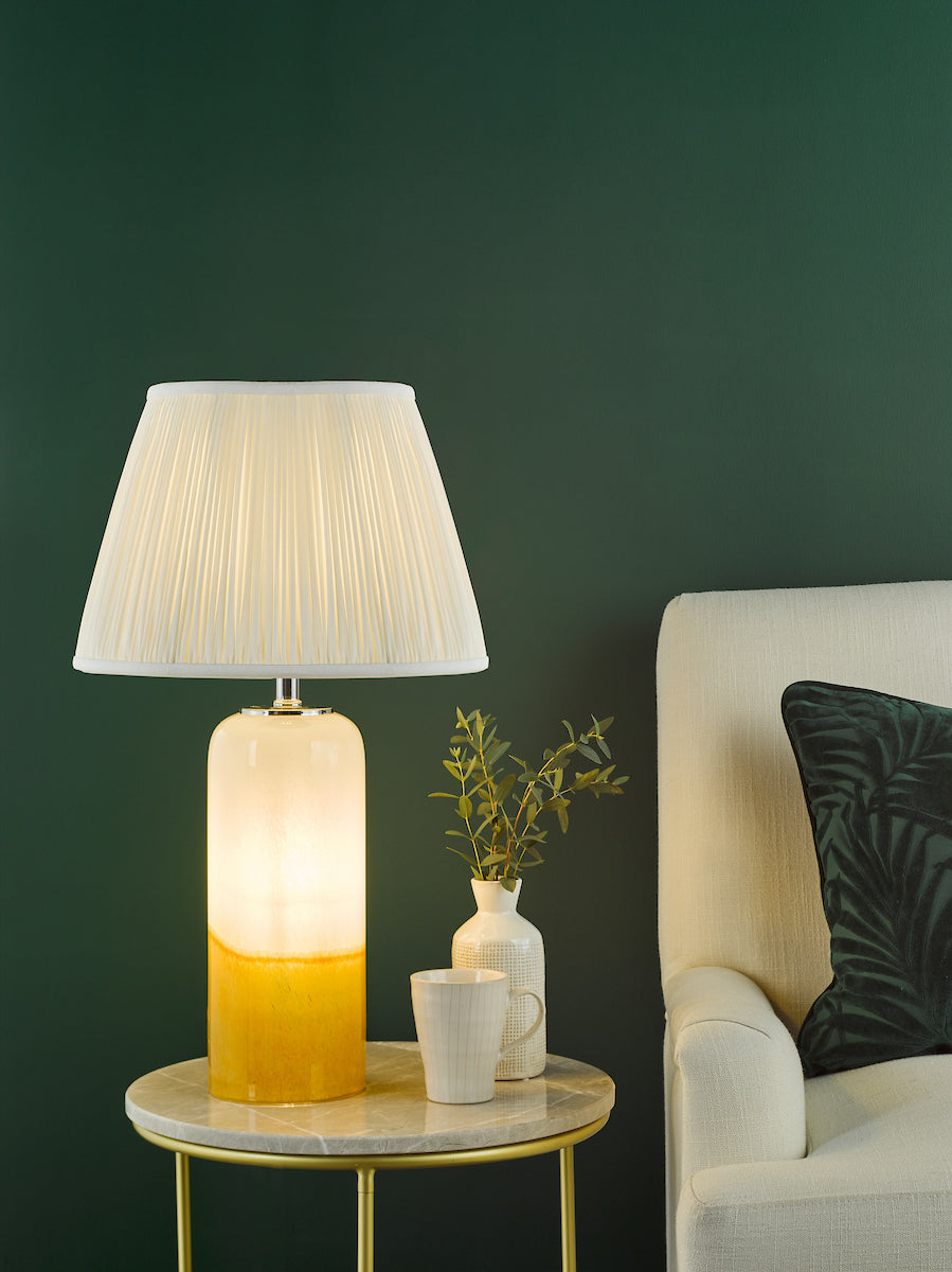 Dar Deandra Table Lamp Yellow and White Art Glass Base Only