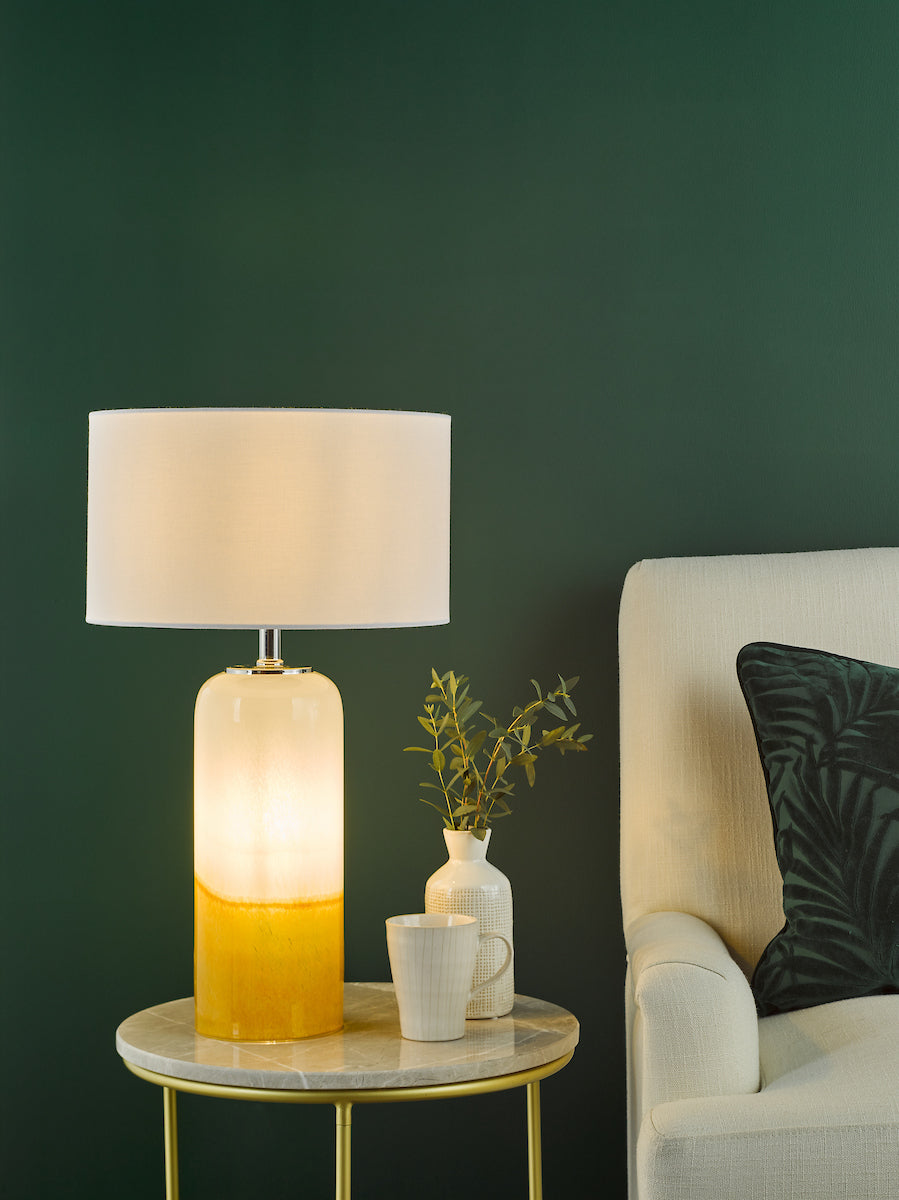 Dar Deandra Table Lamp Yellow and White Art Glass Base Only