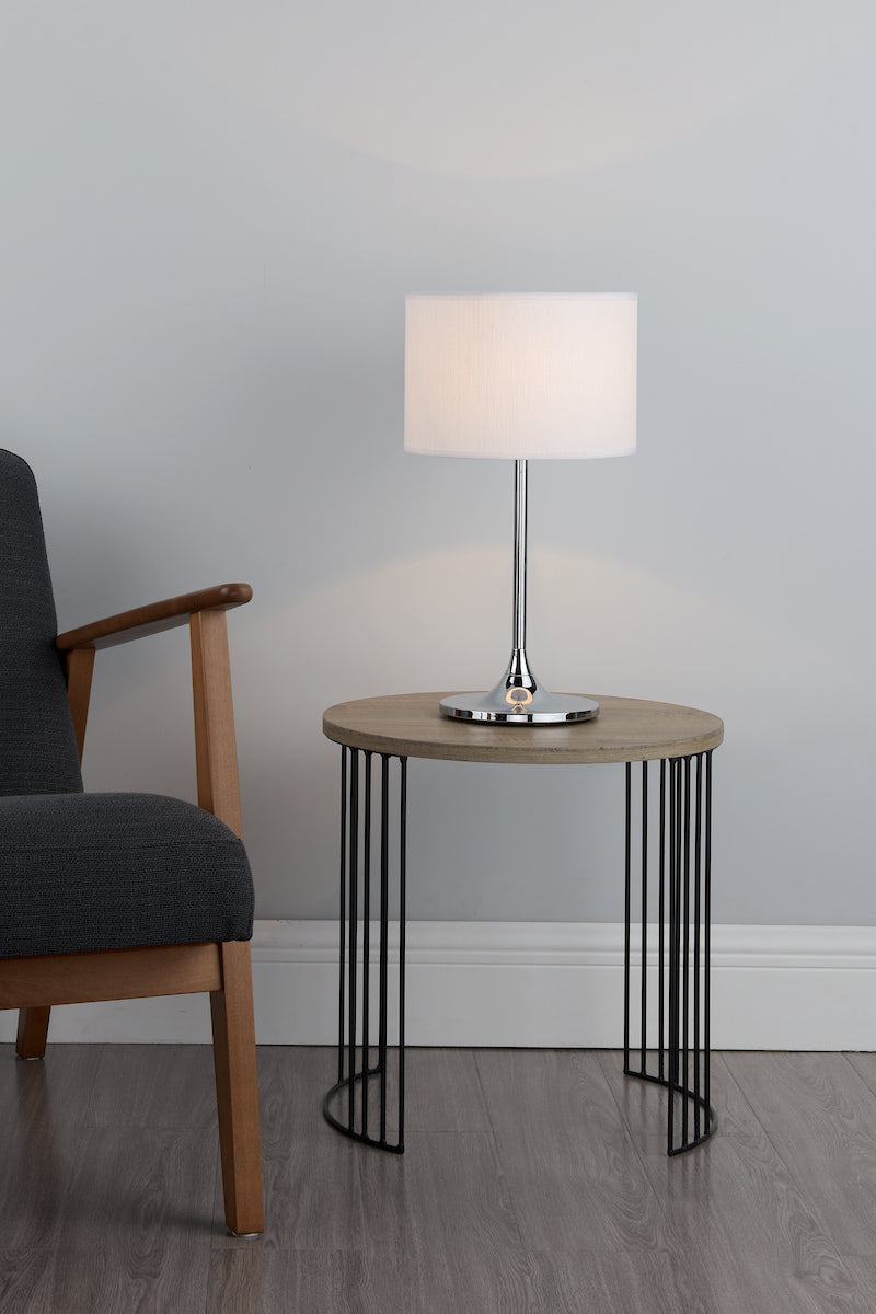 Dar Delta Table Lamp Polished Chrome With Shade