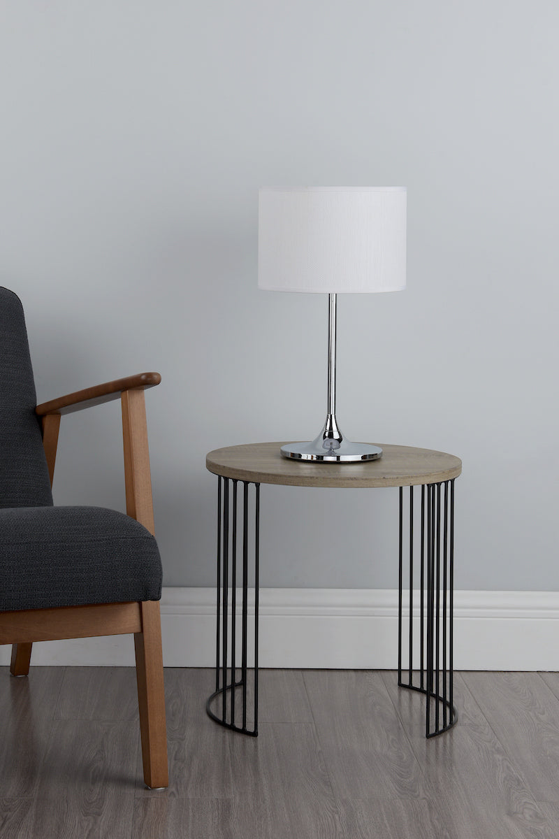 Dar Delta Table Lamp Polished Chrome With Shade