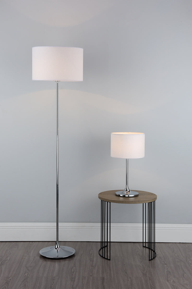 Dar Delta Table Lamp Polished Chrome With Shade
