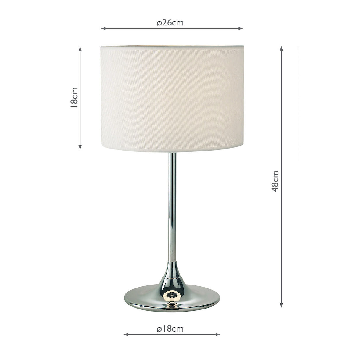 Dar Delta Table Lamp Polished Chrome With Shade