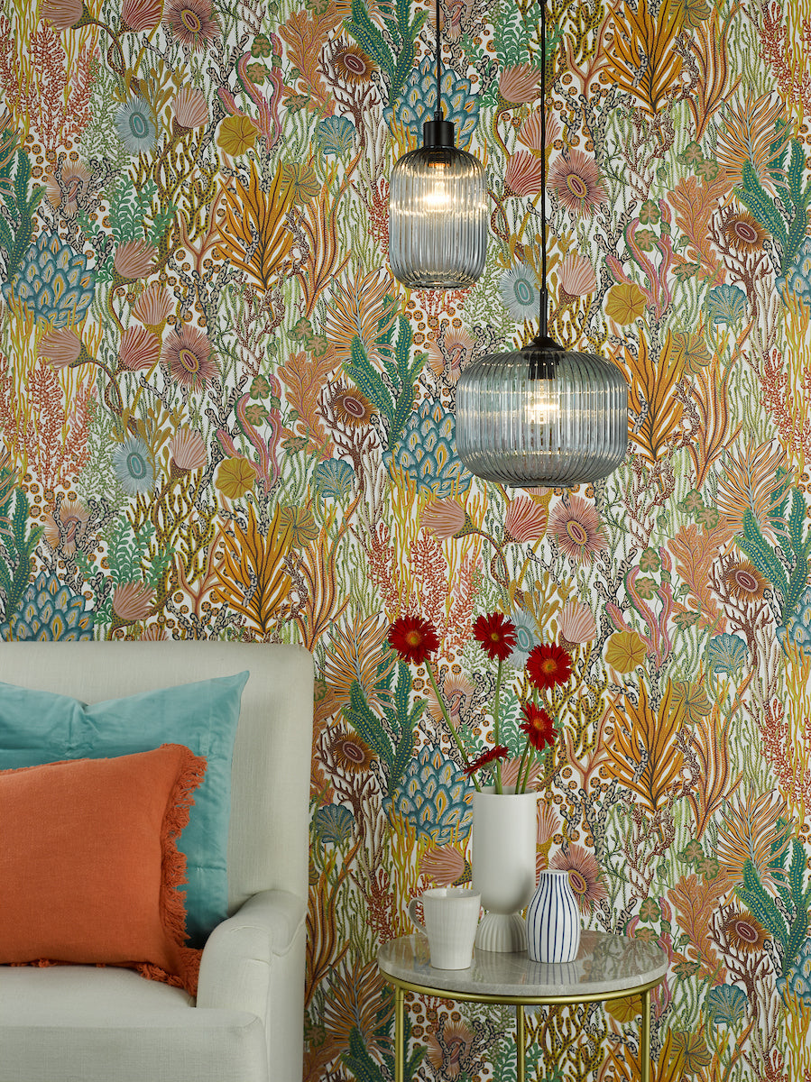 Dar Demarius Pendant Matt Black and Blue Ribbed Glass