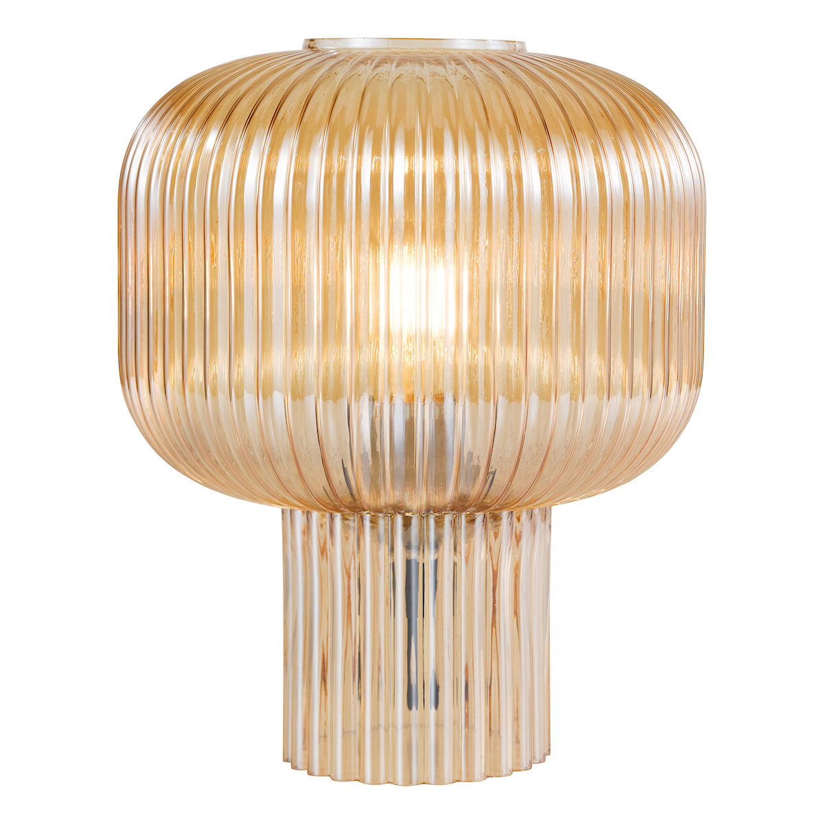 Dar Demarius Table Lamp Amber Ribbed Glass