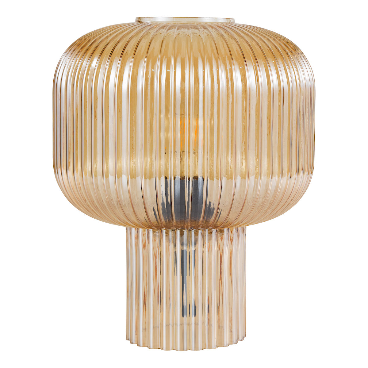 Dar Demarius Table Lamp Amber Ribbed Glass