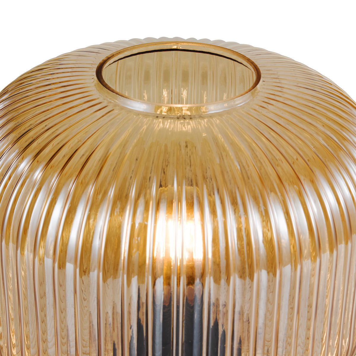 Dar Demarius Table Lamp Amber Ribbed Glass