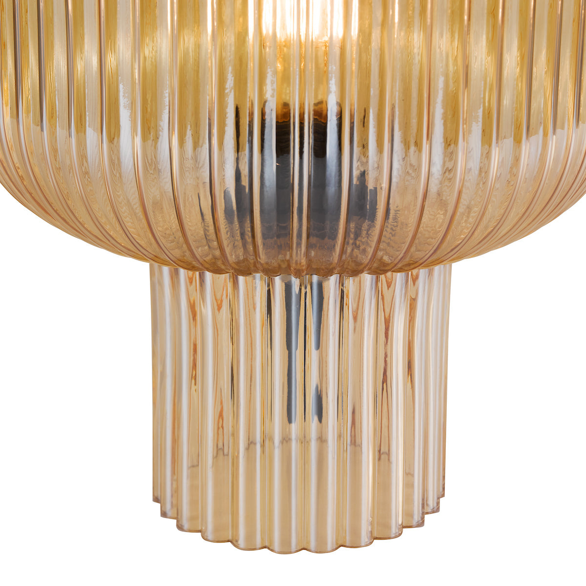 Dar Demarius Table Lamp Amber Ribbed Glass