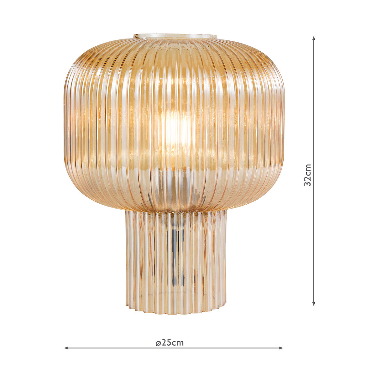 Dar Demarius Table Lamp Amber Ribbed Glass