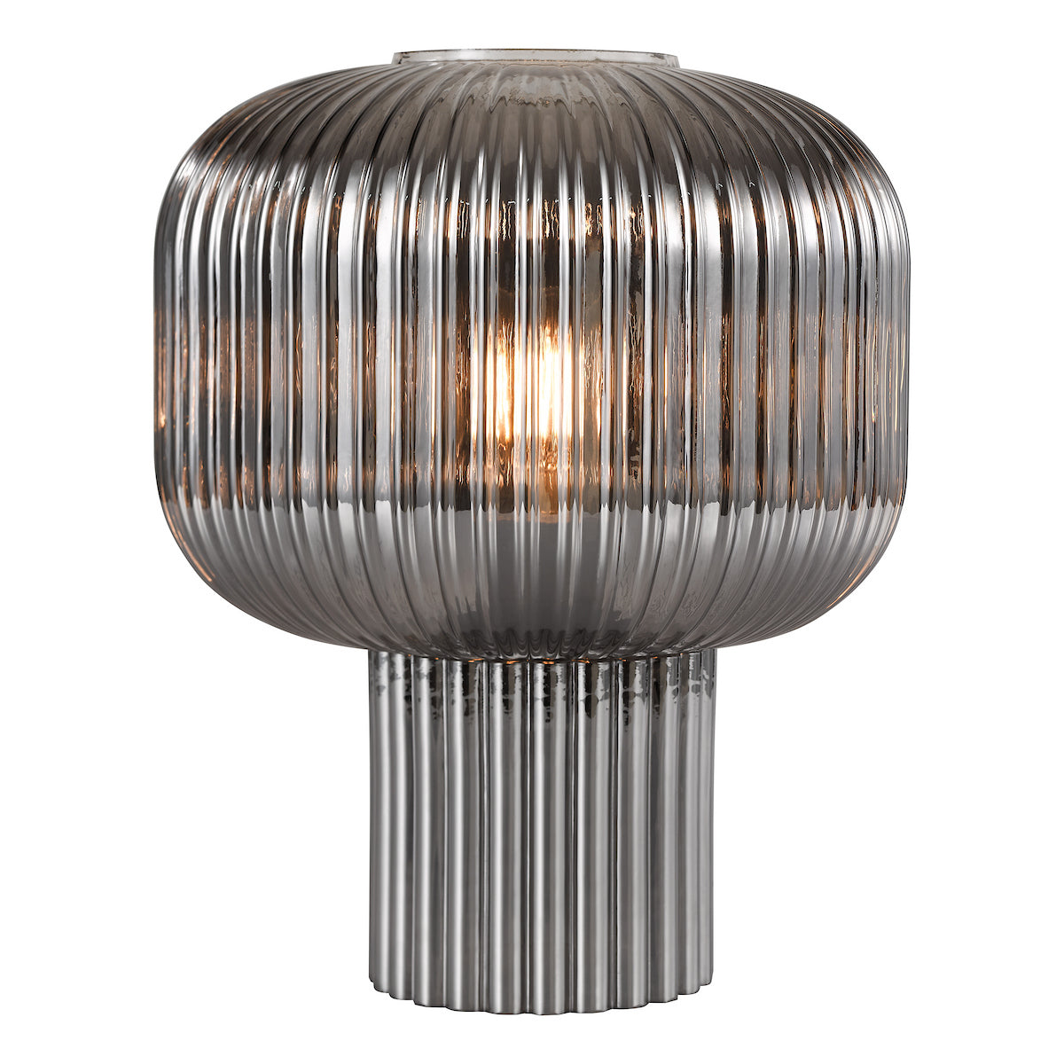 Dar Demarius Table Lamp Smoked Ribbed Glass