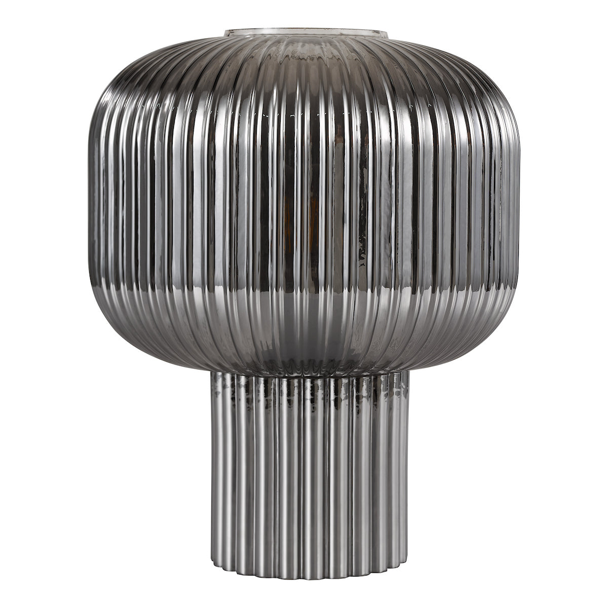 Dar Demarius Table Lamp Smoked Ribbed Glass