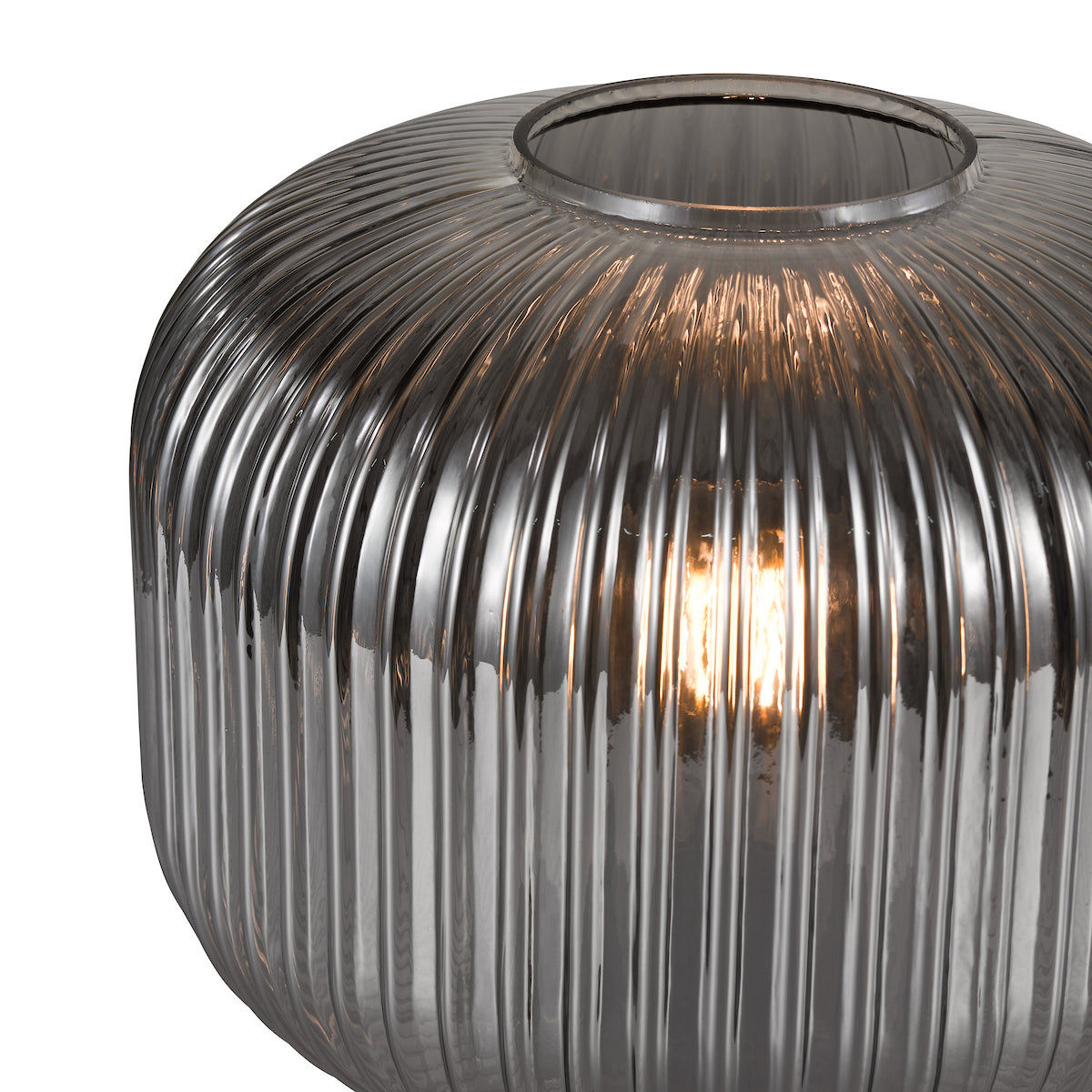 Dar Demarius Table Lamp Smoked Ribbed Glass